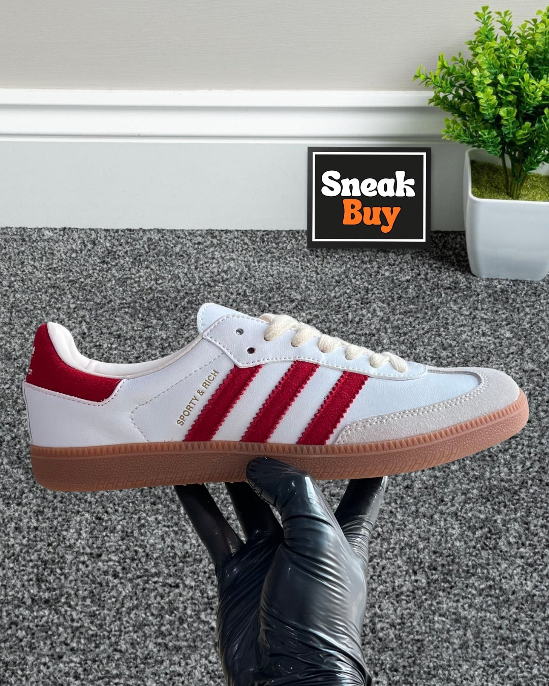 Adidas Samba x Sporty & Rich “White Collegiate Burgundy”